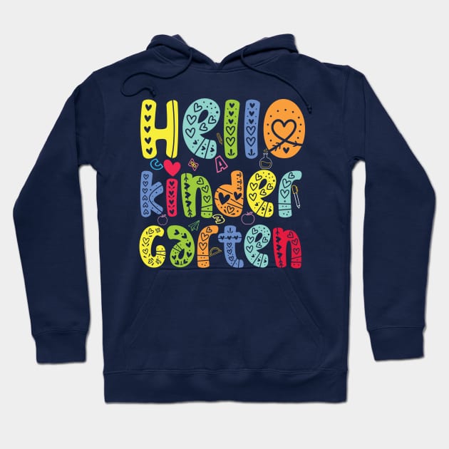 Hello kindergarten Team Back To School Teacher Kid Hoodie by Gaming champion